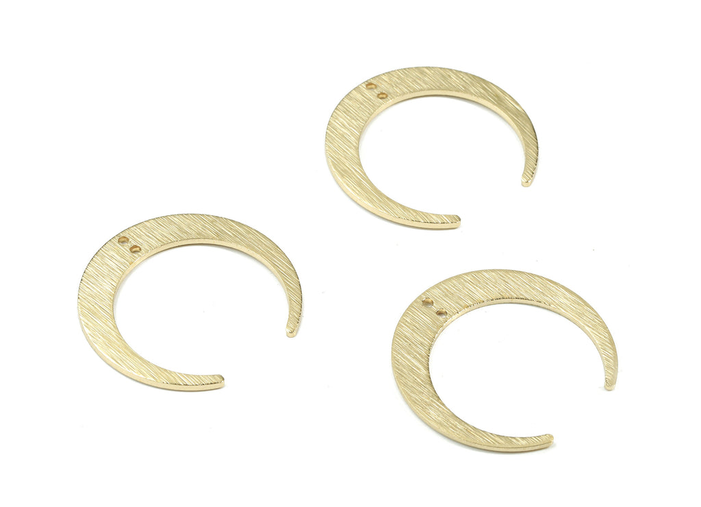 Brass Crescent Connector For Earring - Raw Brass Textured Moon Connector For Necklace - Jewelry Supplies - 27.14x25.85x0.97mm - PP3414 - DOMEDBAZAAR