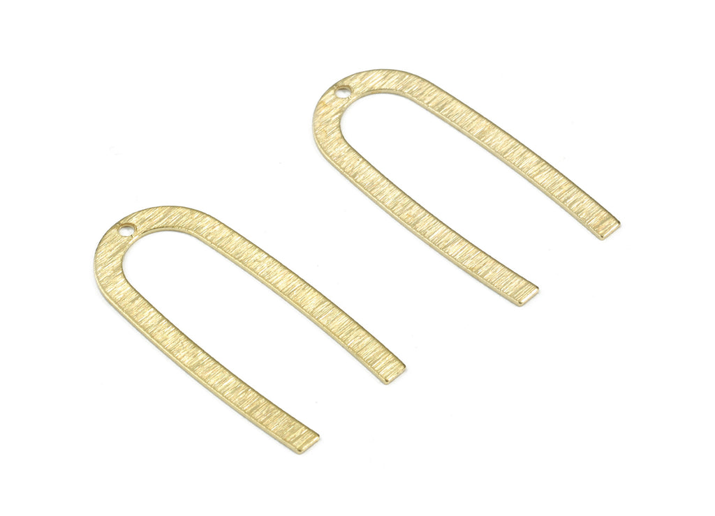 Brass Open Oval Earring Charms - Raw Brass Textured Mini U Pendant - Earring Findings - Jewelry Supplies - 27.01x12.89x0.51mm - PP3420 - DOMEDBAZAAR
