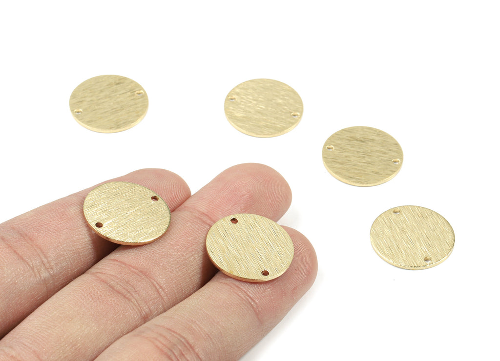 Brass Coin Connector - Raw Brass Mini Round Earring Connector - Textured Brass Circle Charm - Jewelry Supplies - 18.01x18.01x1.05mm - PP3423 - DOMEDBAZAAR