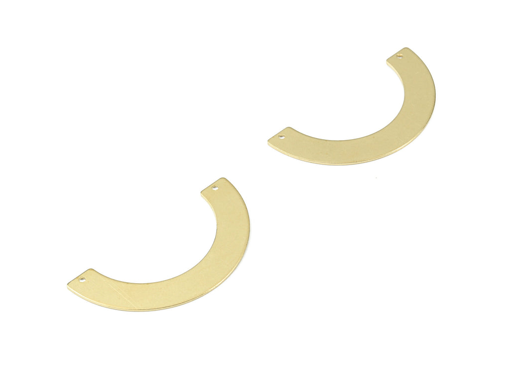 Brass Semi Circle Earring Connector - Raw Brass Half Moon Necklace Connector - Brass 2 Hole U Connector - 49.8x24.37x0.77mm - PP3455 - DOMEDBAZAAR