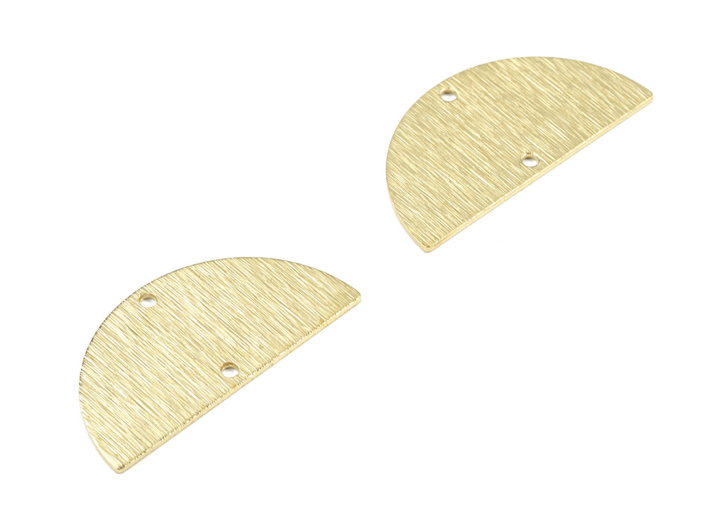Brass Semi Circle Connector - Raw Brass Textured Half Moon Connector - Brass Moon For Earring Necklace - 29.98x15.05x0.79mm - PP3460 - DOMEDBAZAAR