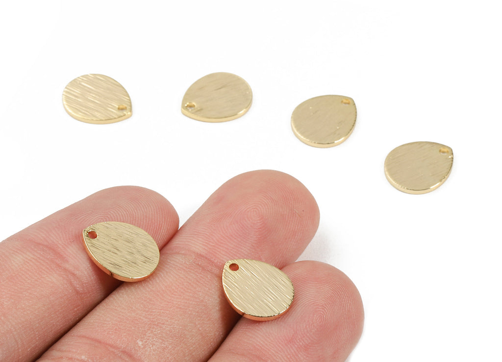 Brass Drop Charms - Brass Textured Drop Pendant - 18K Real Gold Plated Brass - Necklace Pendant - Jewelry Supplies - 12x10x1mm - RGP2306 - DOMEDBAZAAR