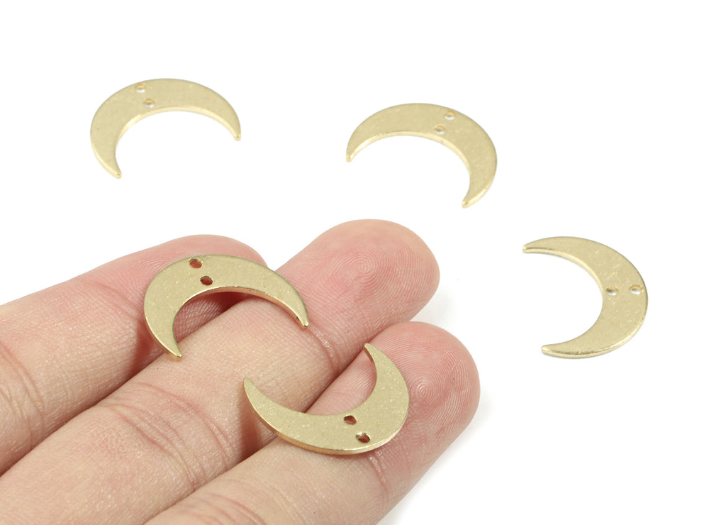 Brass Crescent Connector For Earring - Raw Brass Moon Connector For Necklace - Earring Findings - Jewellery Supplies - 20.6x15x1mm - PP3469 - DOMEDBAZAAR