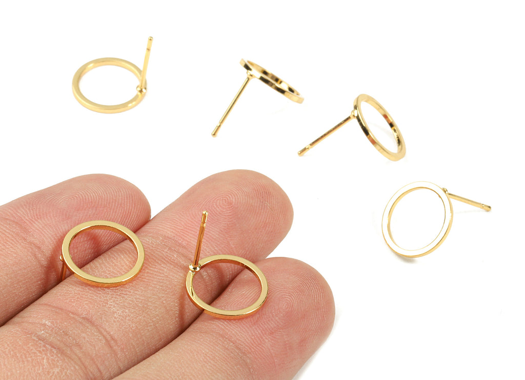 Brass Hoop Earing Post - Brass Hoop Earring Stud - 18K Real Gold Plated Brass - Jewelry Supplies - 12.05x1.08x0.94mm - RGP2318 - DOMEDBAZAAR