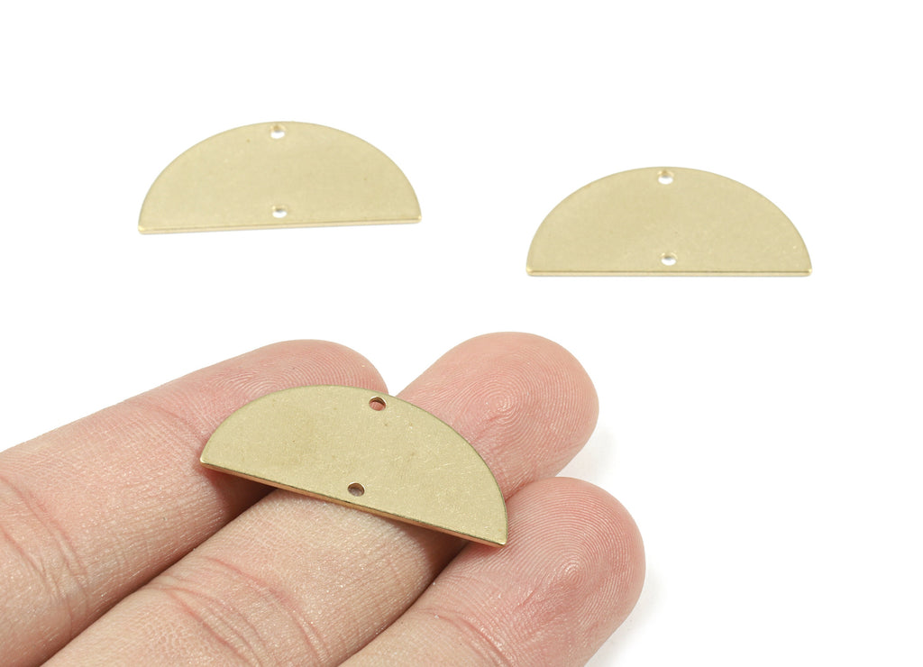 Personalized stamping blank - Brass Semi Circle Connector - Raw Brass Half Moon Connector -  30x15x0.8mmm - PP3448 - DOMEDBAZAAR