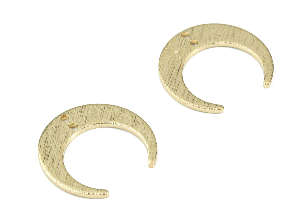 Brass Crescent Connector For Earring - Raw Brass Textured Moon Connector For Necklace - Jewelry Supplies - 17.86x16.59x1mm - PP3449 - DOMEDBAZAAR
