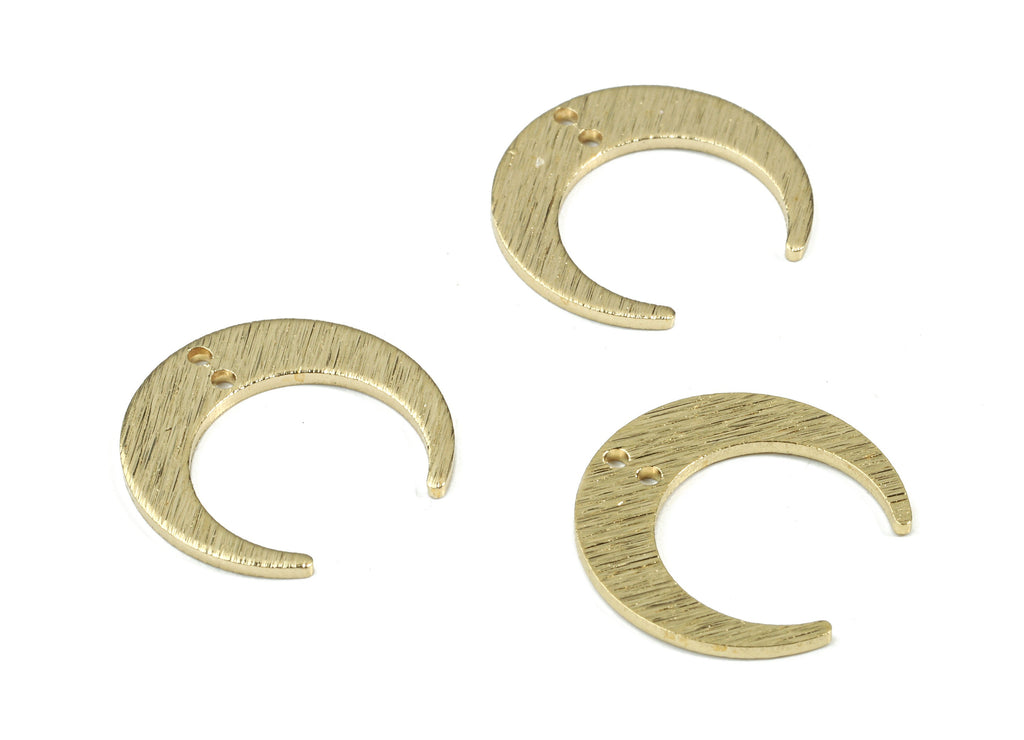 Brass Crescent Connector For Earring - Raw Brass Textured Moon Connector For Necklace - Jewelry Supplies - 17.86x16.59x1mm - PP3449 - DOMEDBAZAAR