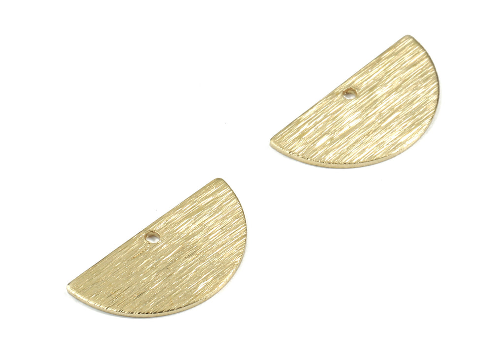 Brass Semi Circle Earring Charms - Raw Brass Half Moon Pendant - Textured Brass For Necklace - Jewellery Supplies - 21.1x10.5x0.8mm - PP3382 - DOMEDBAZAAR