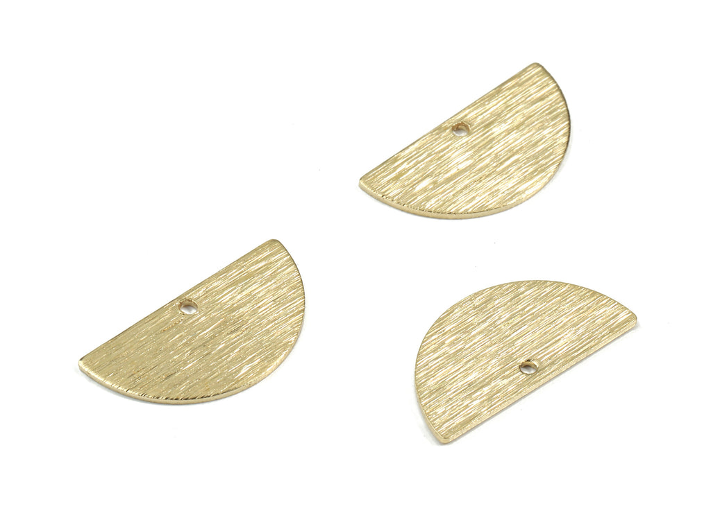 Brass Semi Circle Earring Charms - Raw Brass Half Moon Pendant - Textured Brass For Necklace - Jewellery Supplies - 21.1x10.5x0.8mm - PP3382 - DOMEDBAZAAR