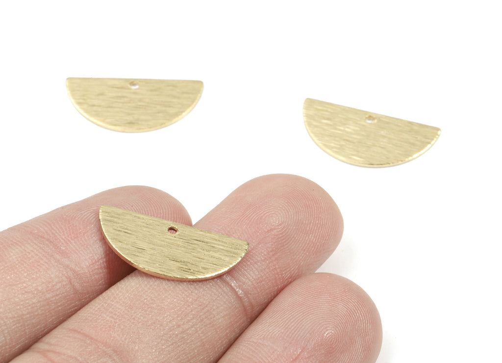 Brass Semi Circle Earring Charms - Raw Brass Half Moon Pendant - Textured Brass For Necklace - Jewellery Supplies - 21.1x10.5x0.8mm - PP3382 - DOMEDBAZAAR