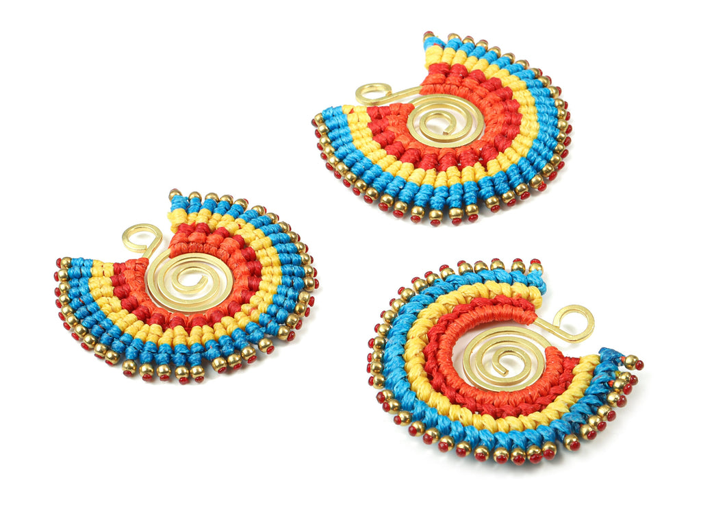 Tassels Macrame Earrings - Bohemian Tassel Earring - Gypsy Earrings - Tassel Findings  - Jewelry Supplies - 39.33x41.44x3.63mm - TS1137B - DOMEDBAZAAR