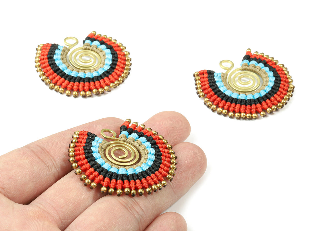 Tassels Macrame Earrings - Bohemian Tassel Earring - Gypsy Earrings - Tassel Findings  - Jewelry Supplies - 39.33x41.44x3.63mm - TS1137D - DOMEDBAZAAR