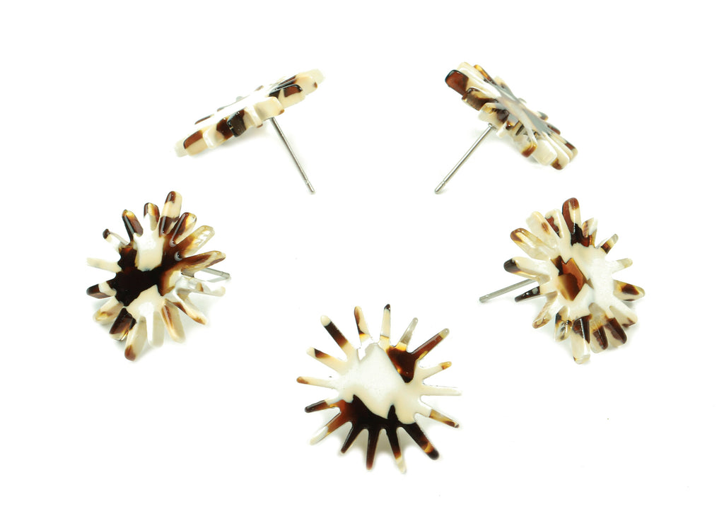 Acetate Sun Earring Stud - Star Earring Post - Surgical Stud - Jewelry Supplies - Color Code: A257 - 22.22x21.66x2.62mm - AC1814-A257 - DOMEDBAZAAR