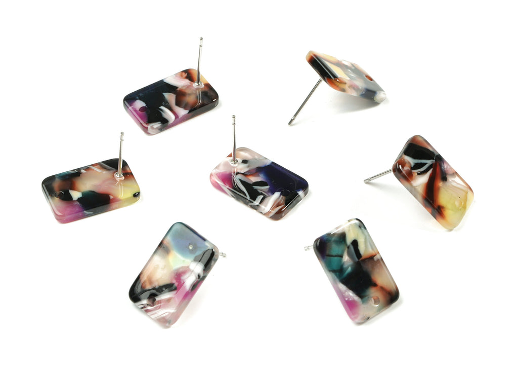 Acetate Rectangle Earring Post - Rectangle Earring Stud - Stainless Stud - Jewelry Supplies - Color Code: A11 - 16.9x10.9x2.7mm - AC1579-A11 - DOMEDBAZAAR