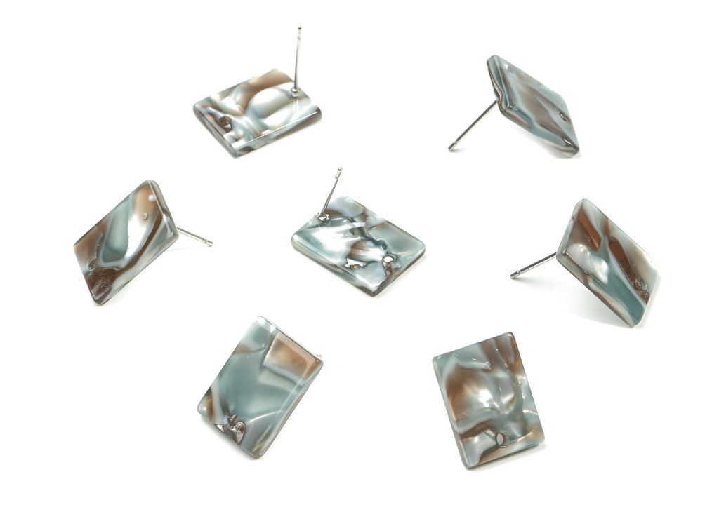 Acetate Rectangle Earring Stud - Rectangle Earring Post - Surgical Stud - Jewelry Supplies - Color Code: A22 - 15.5x11.8x2.18mm - AC1663-A22 - DOMEDBAZAAR