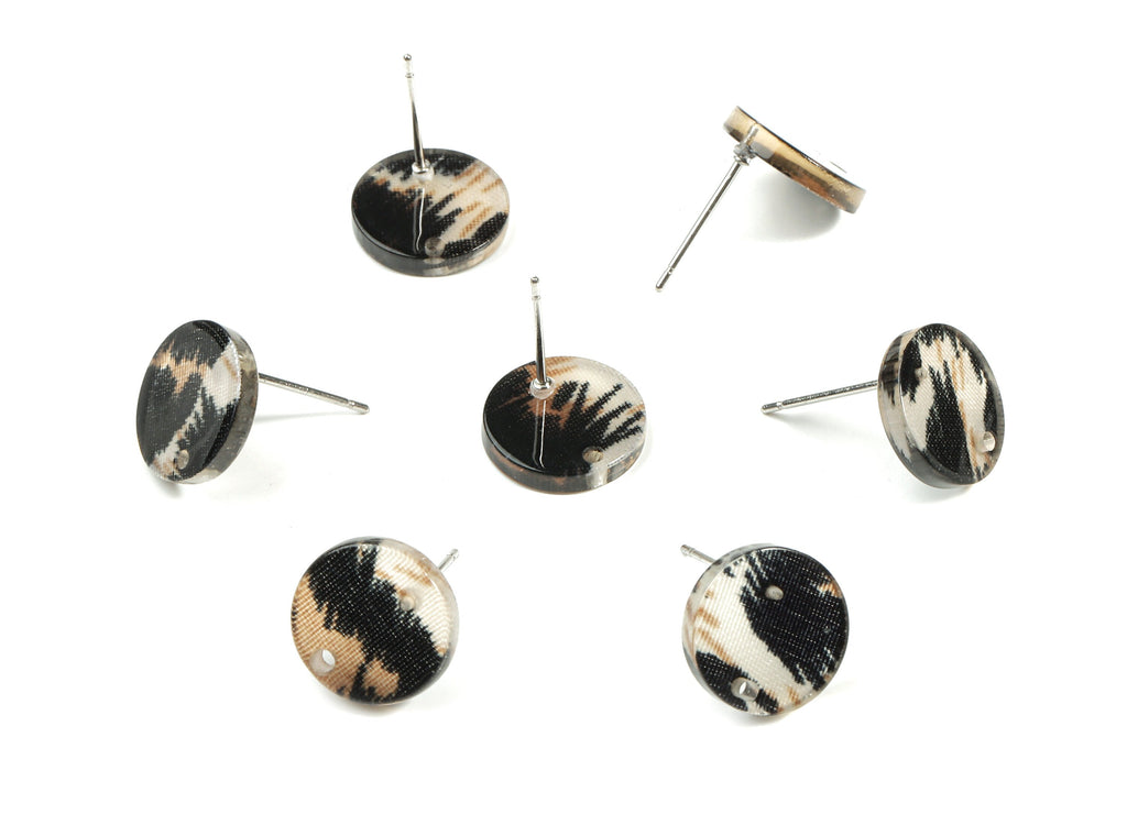 Acetate Round Earring Stud - Round Earring Post - Surgical Stud - Jewelry Supplies - Color Code: A266 - 11.68x11.68x2.22mm - AC1139-A266 - DOMEDBAZAAR