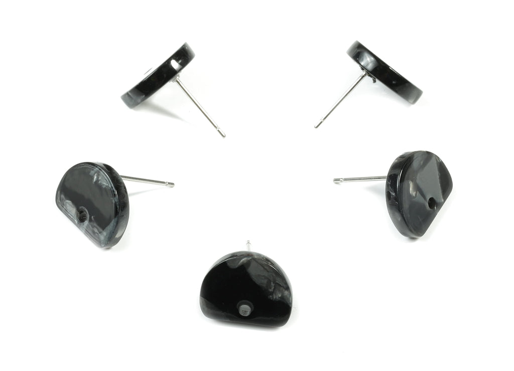 Acetate D Earring Stud - Half Moon Earring Post - Surgical Stud - Jewelry Supplies - Color Code: A48 - 13.16x10.28x2.8mm - AC1843-A48 - DOMEDBAZAAR