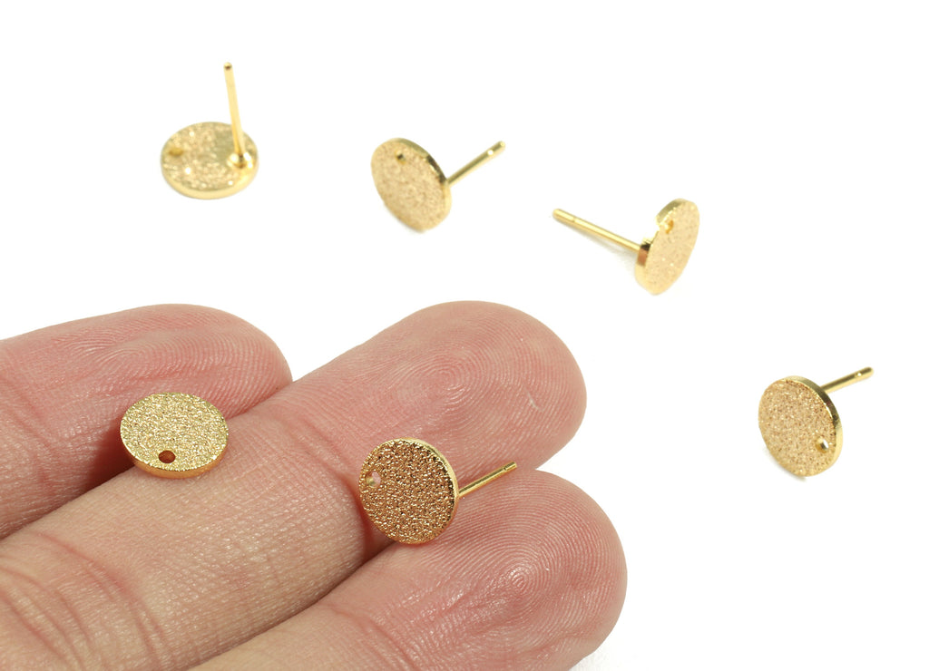 Brass Mini Round Earring Post - Brass Round Earring Stud - 18K Real Gold Plated Brass - Jewelry Supplies - 8.08x8.08x1.01mm - RGP2401 - DOMEDBAZAAR