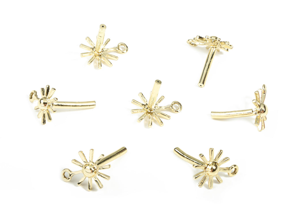 Alloy Star Stud Earring With Loop - Zinc Alloy Sun Earring Post - Surgical Stud - Gold Tone Plated - 18.18x13.47x1.66mm - ZZ1683 - DOMEDBAZAAR