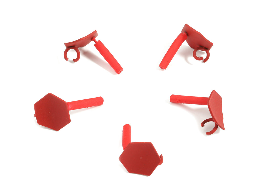 Alloy Hexagon Stud Earring With Loop - Zinc Alloy Hexagon Earring Post - Silver Stud - Matte Red Tone Plated - 11x11x1.02mm - ZZ1625 - DOMEDBAZAAR