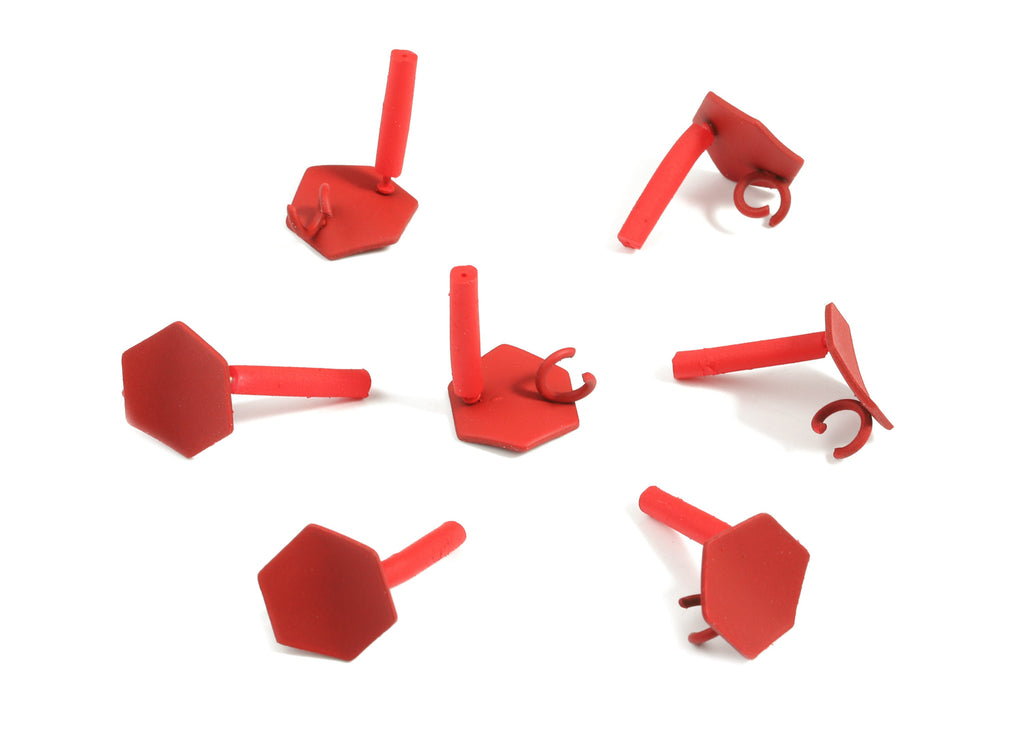 Alloy Hexagon Stud Earring With Loop - Zinc Alloy Hexagon Earring Post - Silver Stud - Matte Red Tone Plated - 11x11x1.02mm - ZZ1625 - DOMEDBAZAAR
