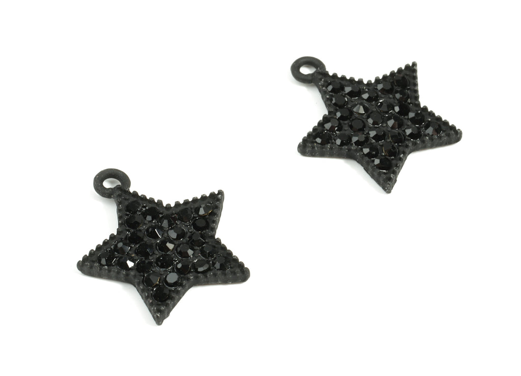 Alloy Star Earring Charms With Glasses - Zinc Alloy Star Pendant - Matte Black Tone Plated - Jewelry Supplies - 22.02x18.34x2.41mm - ZZ1640 - DOMEDBAZAAR