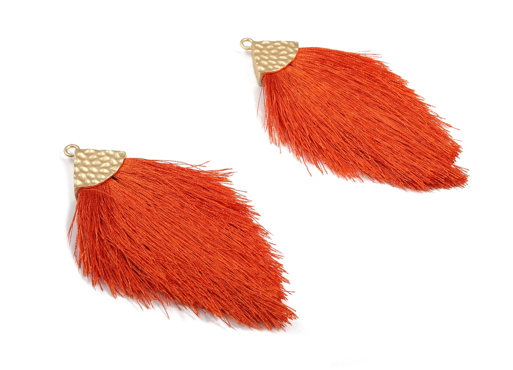 Tassel Earring Charms - Tassel Earring Charm - Puffy Tassel with Alloy Cap - Tassel Findings -Jewelry Supplies - 96.86x57.69mm - TS1123 - DOMEDBAZAAR