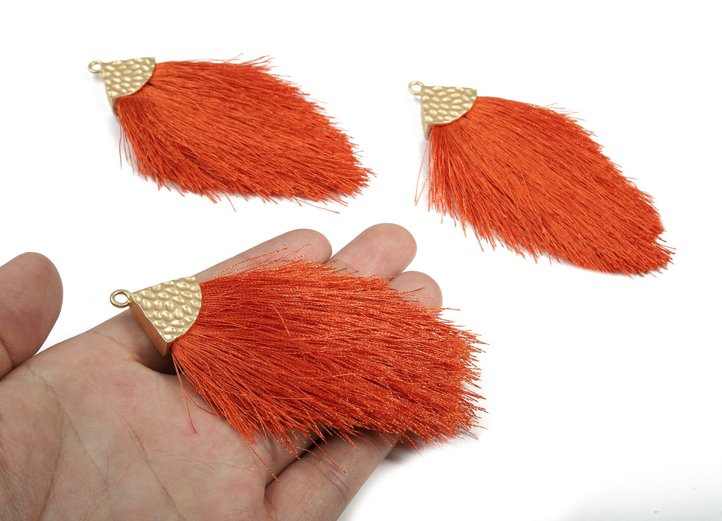 Tassel Earring Charms - Tassel Earring Charm - Puffy Tassel with Alloy Cap - Tassel Findings -Jewelry Supplies - 96.86x57.69mm - TS1123 - DOMEDBAZAAR