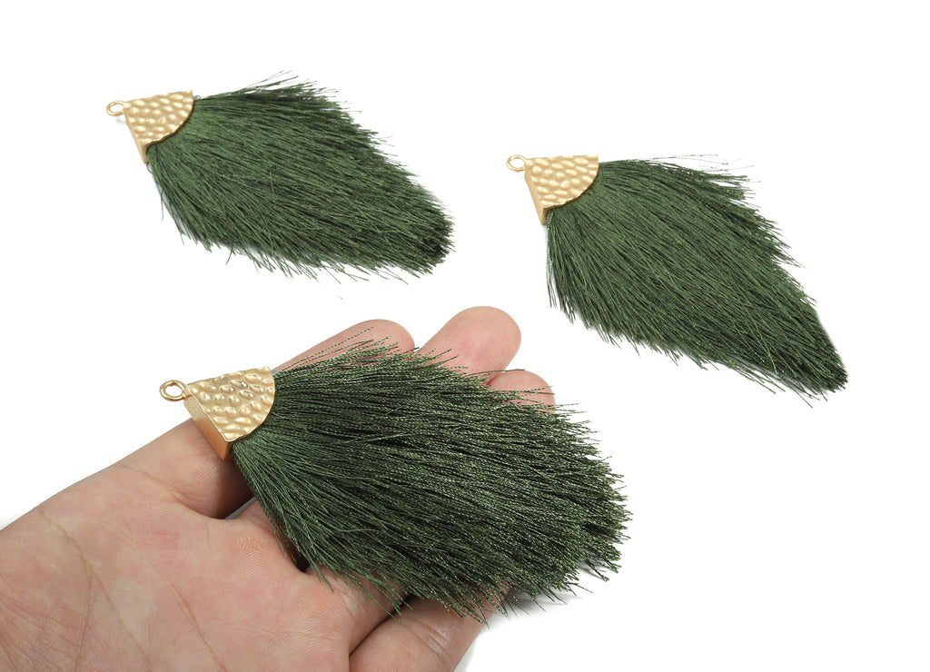 Tassel Earring Charms - Tassel Earring Charm - Puffy Tassel with Alloy Cap - Tassel Findings - Jewelry Supplies - 96.86x57.69mm - TS1125 - DOMEDBAZAAR
