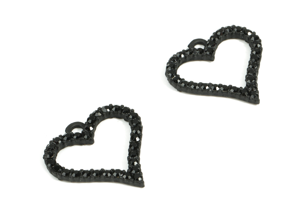 Alloy Heart Ring Earring Charms With Glasses - Zinc Alloy Heart Pendant - Matte Black Tone Plated - 22.29x22.22x2.7mm - ZZ1652 - DOMEDBAZAAR