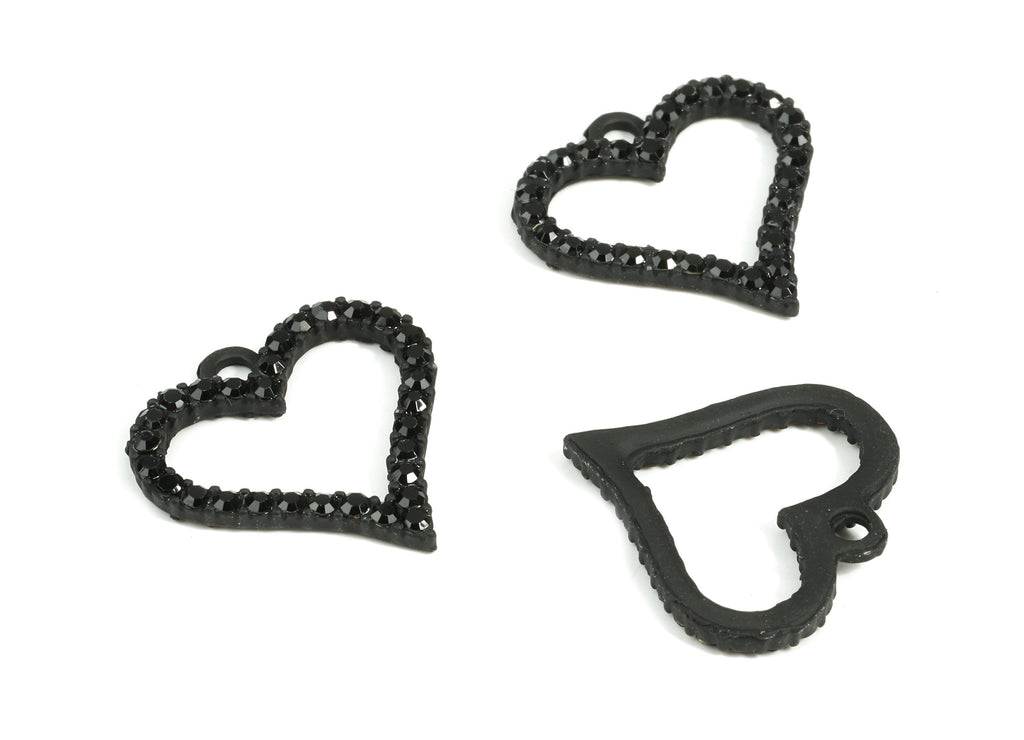 Alloy Heart Ring Earring Charms With Glasses - Zinc Alloy Heart Pendant - Matte Black Tone Plated - 22.29x22.22x2.7mm - ZZ1652 - DOMEDBAZAAR