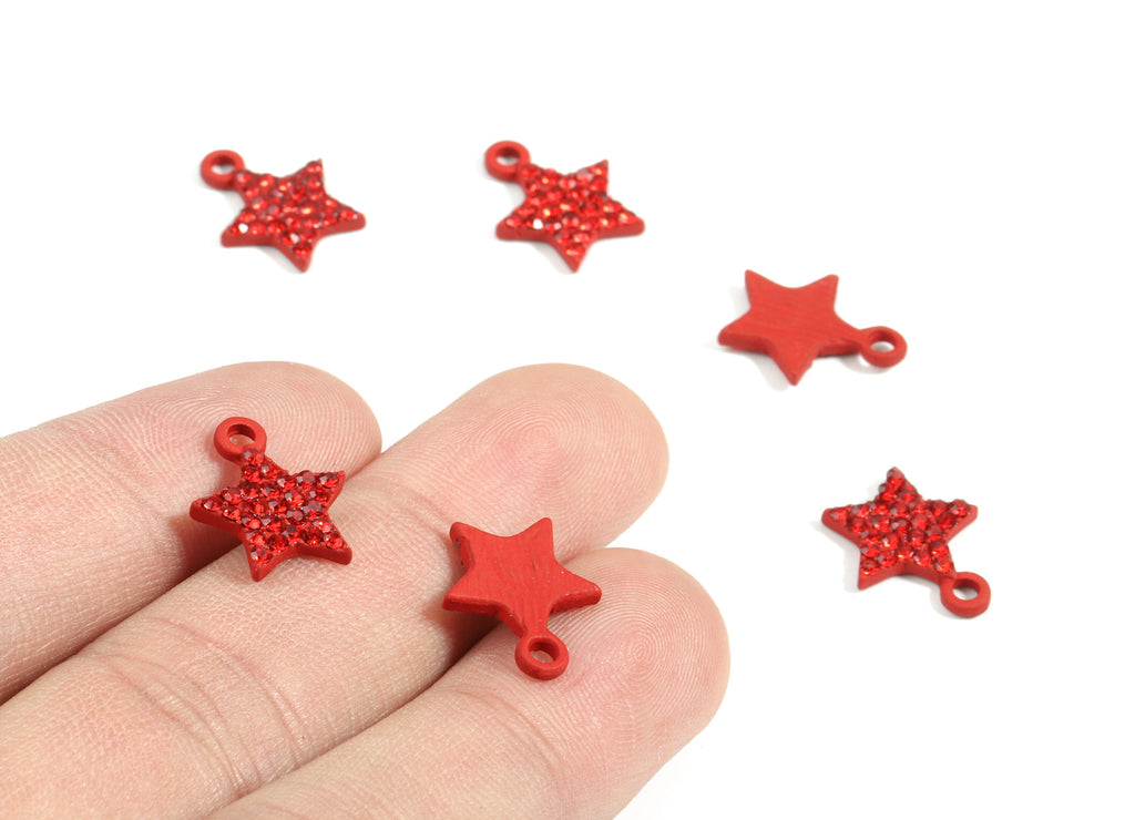 Alloy Star Earring Charms With Glasses - Zinc Alloy Star Pendant - Matte Red Tone Plated - Jewelry Supplies - 14.59x11.48x2.18mm - ZZ1637 - DOMEDBAZAAR