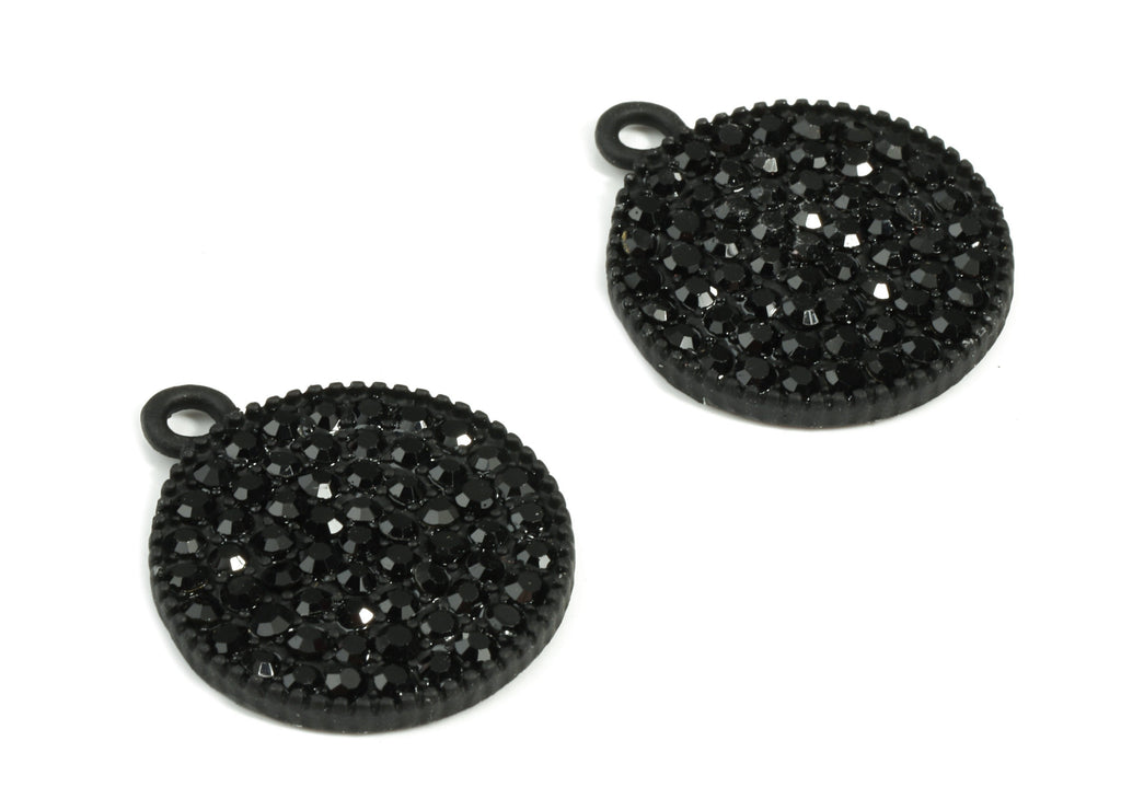 Alloy Round Earring Charms With Glasses - Zinc Alloy Circle Pendant - Matte Black Tone Plated - Jewelry Supplies - 22.8x18.97x2.6mm - ZZ1632 - DOMEDBAZAAR