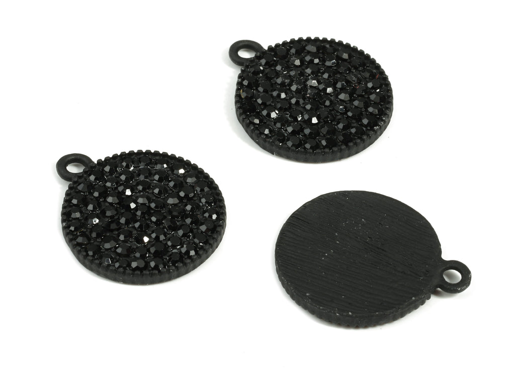 Alloy Round Earring Charms With Glasses - Zinc Alloy Circle Pendant - Matte Black Tone Plated - Jewelry Supplies - 22.8x18.97x2.6mm - ZZ1632 - DOMEDBAZAAR