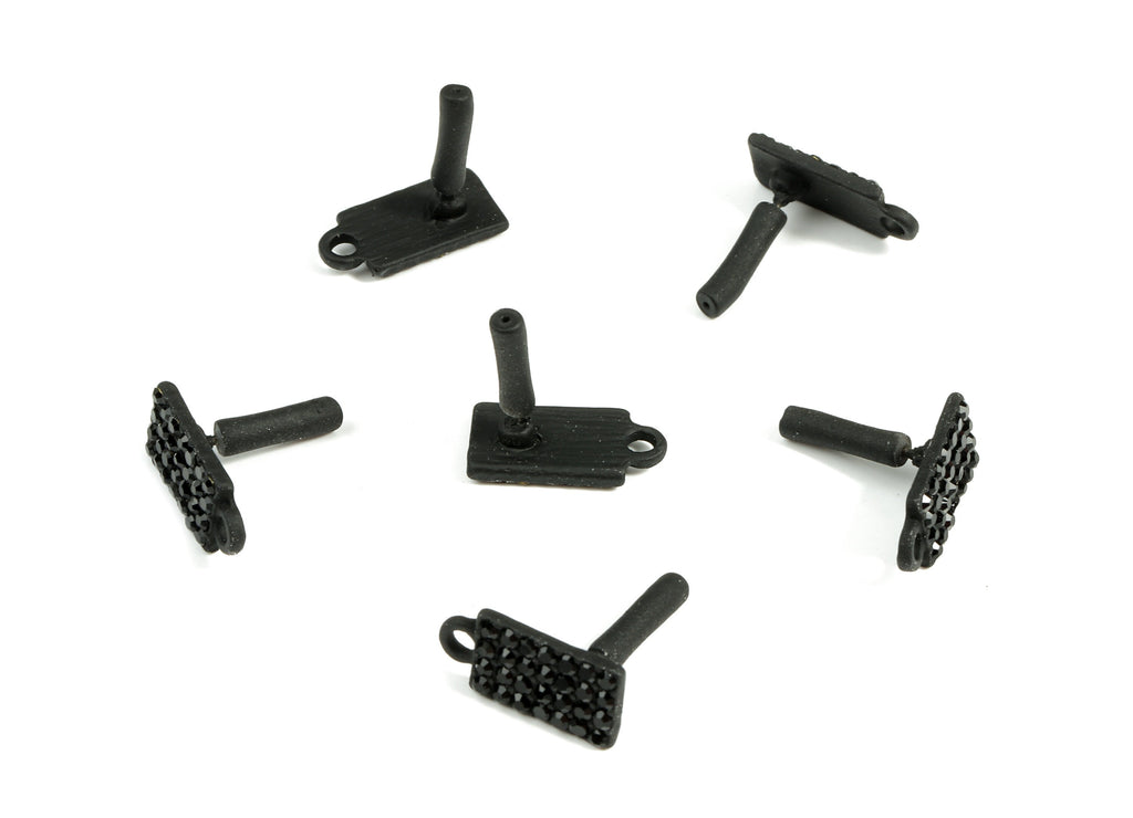 Alloy Rectangle Stud Earring With Glasses - Zinc Alloy Rectangle Earring Post With Loop - Matte Black Tone Plated - 14.88x7.2x1.8mm - ZZ1650 - DOMEDBAZAAR