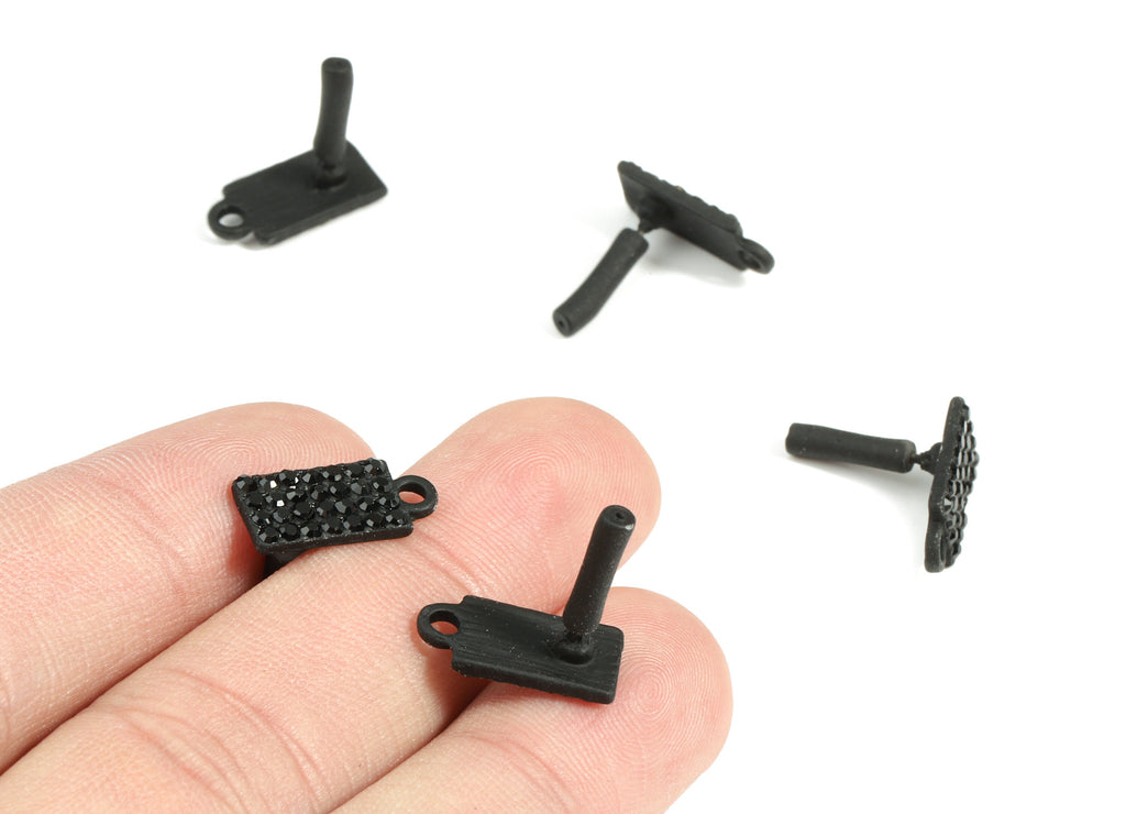 Alloy Rectangle Stud Earring With Glasses - Zinc Alloy Rectangle Earring Post With Loop - Matte Black Tone Plated - 14.88x7.2x1.8mm - ZZ1650 - DOMEDBAZAAR