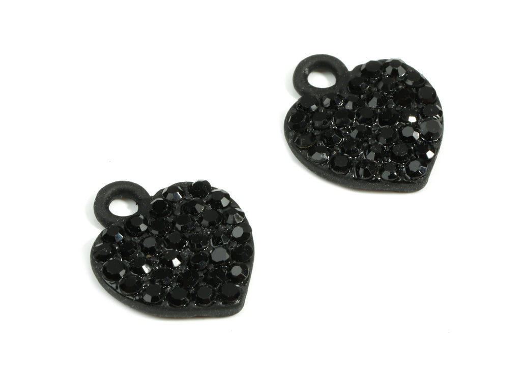 Alloy Heart Earring Charms With Glasses - Zinc Alloy Heart Pendant - Matte Black Tone Plated - Jewelry Supplies - 14.75x11.67x2.3mm - ZZ1648 - DOMEDBAZAAR