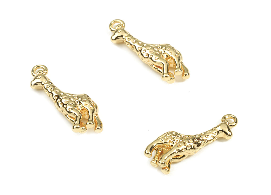 Brass Giraffe Earring Charms - Gold Brass Giraffe Pendant - 18K Real Gold Plated Brass - Jewelry Supplies - 16.1x5.81x3.21mm - RGP2620 - DOMEDBAZAAR