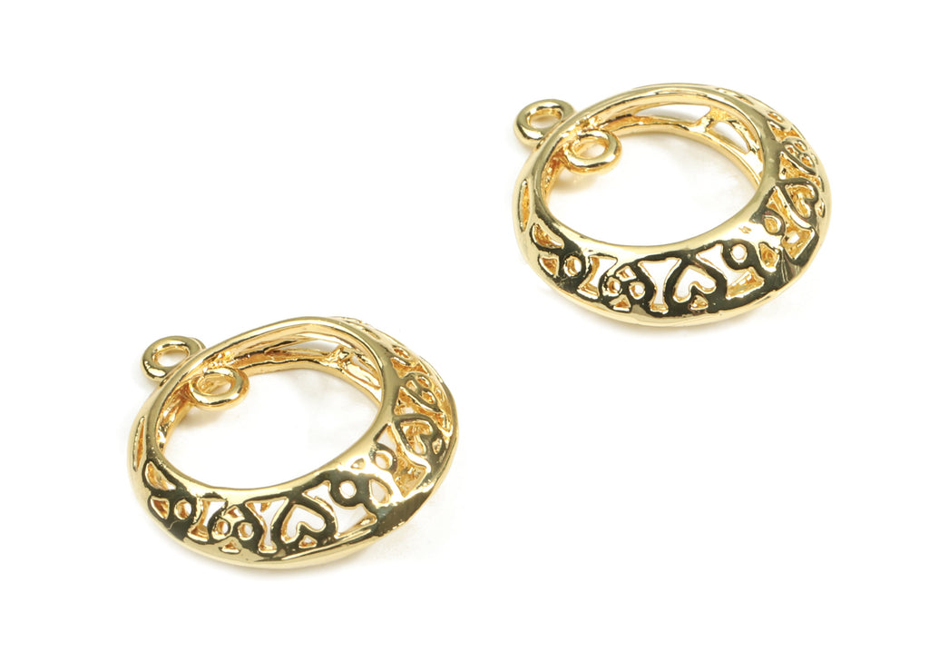 Brass Hoop Connector - Gold Brass Circle Earring Charms and Pendant - 18K Real Gold Plated Brass - 16.97x14.81x4.97mm - RGP2615 - DOMEDBAZAAR