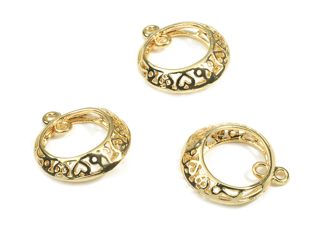 Brass Hoop Connector - Gold Brass Circle Earring Charms and Pendant - 18K Real Gold Plated Brass - 16.97x14.81x4.97mm - RGP2615 - DOMEDBAZAAR