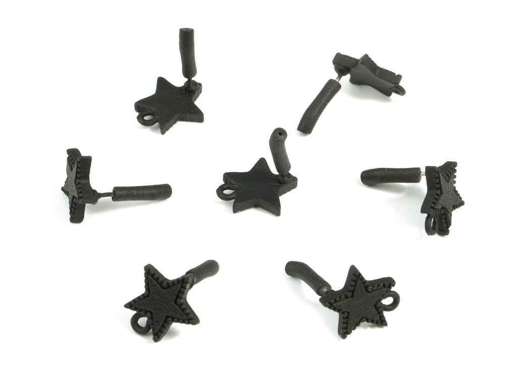 Alloy Star Stud Earring With Loop - Zinc Alloy Star Earring Post With Faux Leather - Matte Black Tone Plated - 14.57x12.22x2.3mm - ZZ1622 - DOMEDBAZAAR