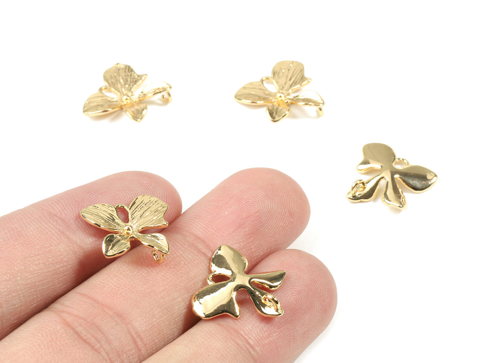 Brass Leaf Connector - Gold Leaf Earring Connectors - 18K Real Gold Plated Brass - Jewelry Supplies - 15.38x14.93x1.33mm - RGP2513 - DOMEDBAZAAR