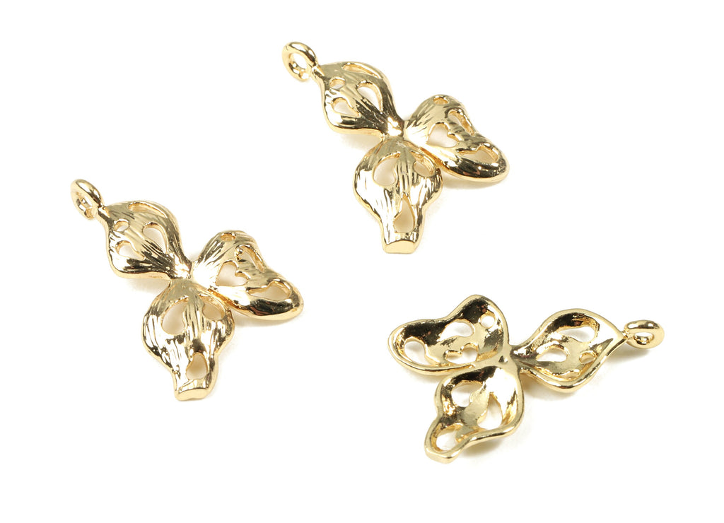 Brass Leafs Earring Charms - Gold Leafs Necklace Pendant - 18K Real Gold Plated Brass - Jewelry Supplies - 21.78x13.28x1.24mm - RGP2520 - DOMEDBAZAAR