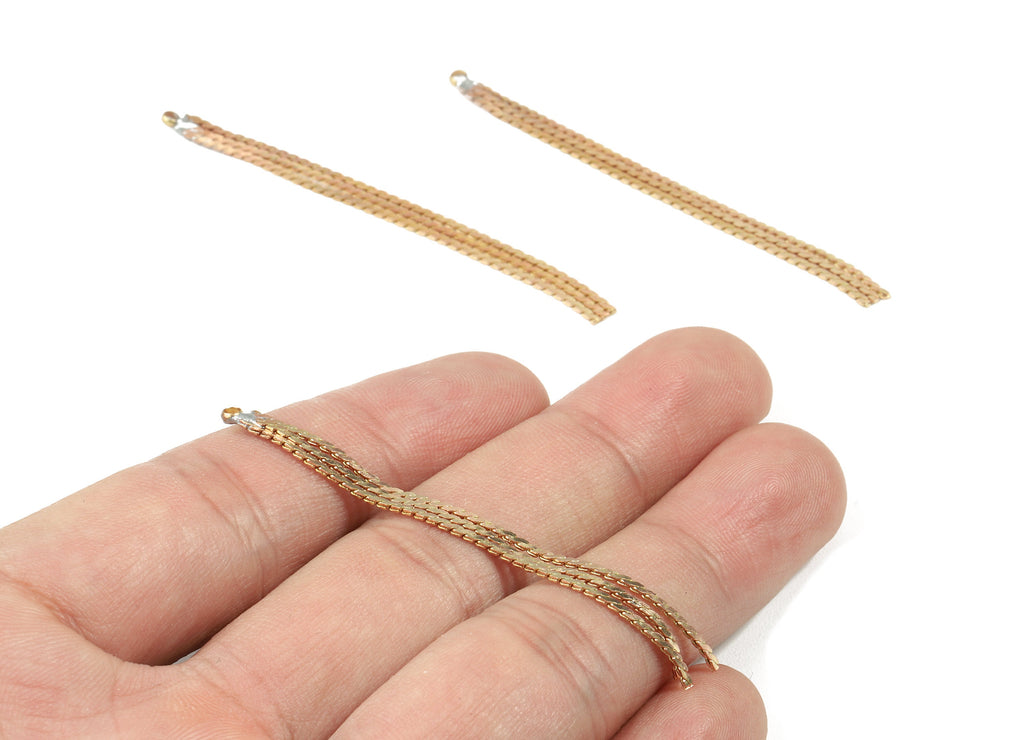 Brass Serpentine Chains Charm - Raw Brass Tassel Chains Charms - Earring Findings - Jewelry Supplies - 62x3.66x1.4mm - PP3054 - DOMEDBAZAAR