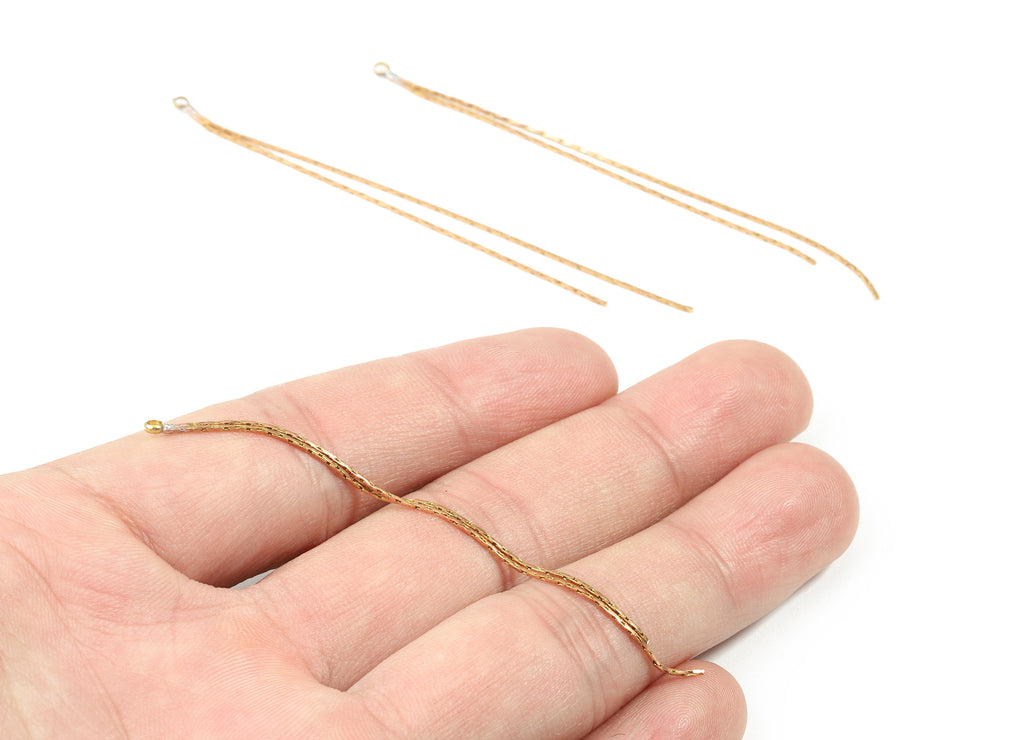 Brass Snake Chains Charm - Raw Brass Tassel Chains Charms - Earring Findings - Jewelry Supplies - 77.47x2.39x1.05mm - PP3055 - DOMEDBAZAAR