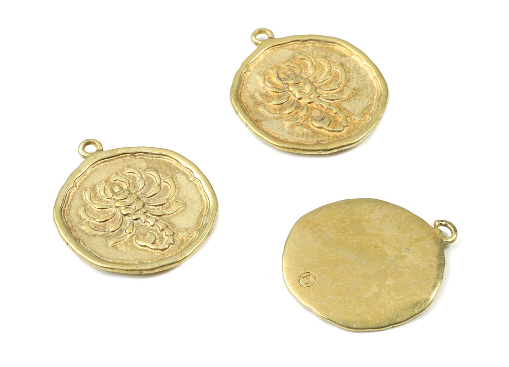 Brass Scorpio Earring Charms - Raw Brass Horoscopes Pendant - Earring Findings - Jewelry Supplies - 19.52x16.92x1.3mm - PP3063 - DOMEDBAZAAR