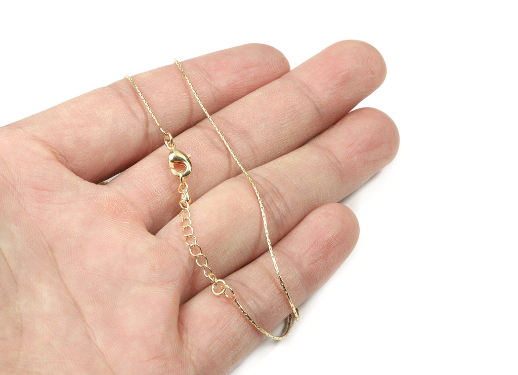 Finished Cable Chain - 20&quot; Brass Necklace Chain - 18K Real Gold Plated Brass - &quot;20.08&quot;&quot; x 0.03&quot;&quot; x 0.03&quot;&quot; - RGP2573 - DOMEDBAZAAR