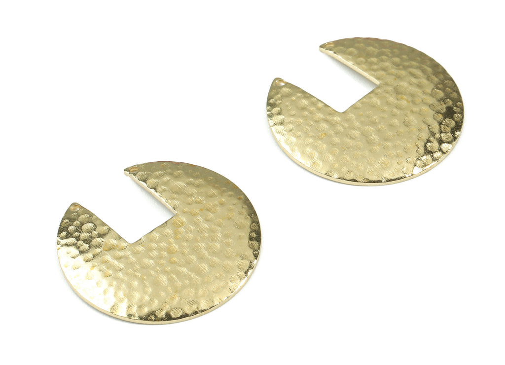 Brass Round Earring Connector - Hammered Round Earring Charms - 2 Hole - Earring Findings - Jewellery Supplies - 30x30x1mm - PP3095 - DOMEDBAZAAR