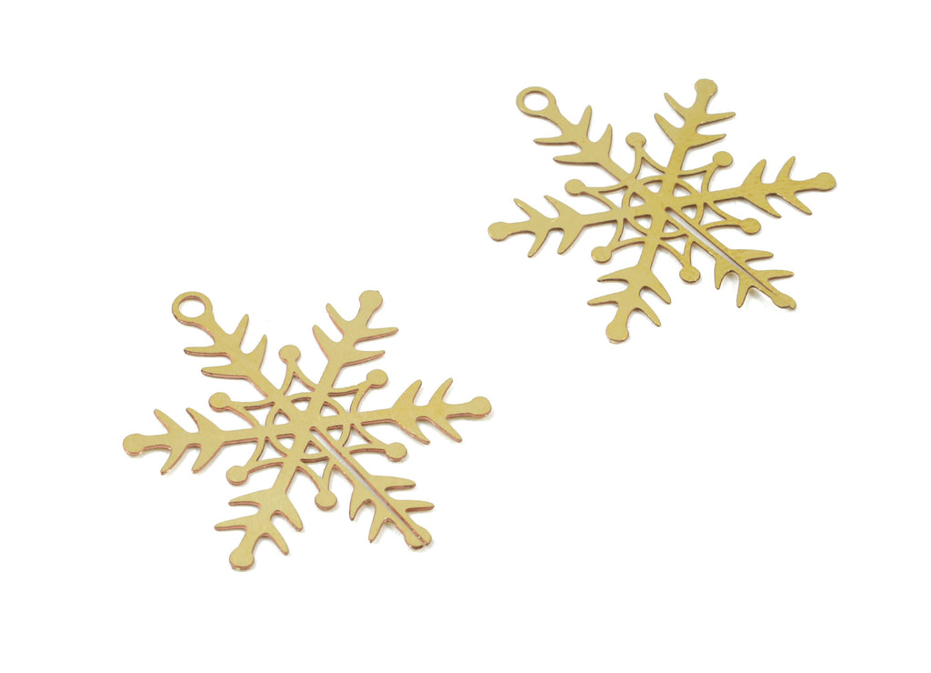 Brass Snowflake Earring Charms - Raw Brass Snowflake Necklace Pendant - Necklace Findings - Jewelry Supplies - 25.2x23.66x0.3mm - JJC315 - DOMEDBAZAAR