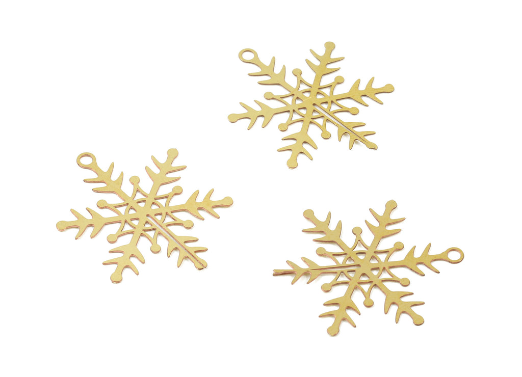 Brass Snowflake Earring Charms - Raw Brass Snowflake Necklace Pendant - Necklace Findings - Jewelry Supplies - 25.2x23.66x0.3mm - JJC315 - DOMEDBAZAAR